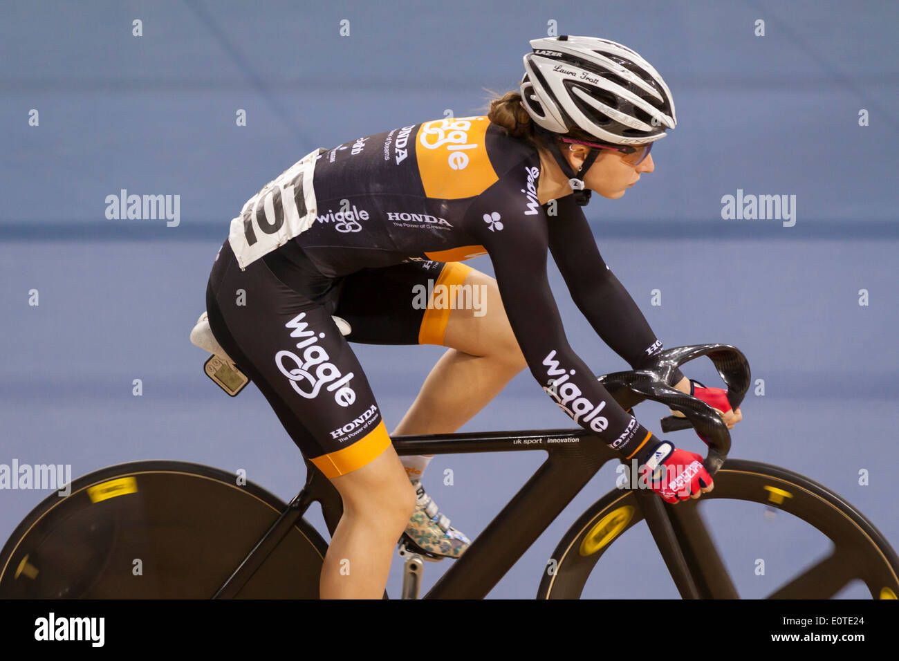 Laura Kenny (Laura Trott) participe à l'Omnium de la femme à 5, 2014 Révolution Lee Valley Velopark, Stratford Banque D'Images