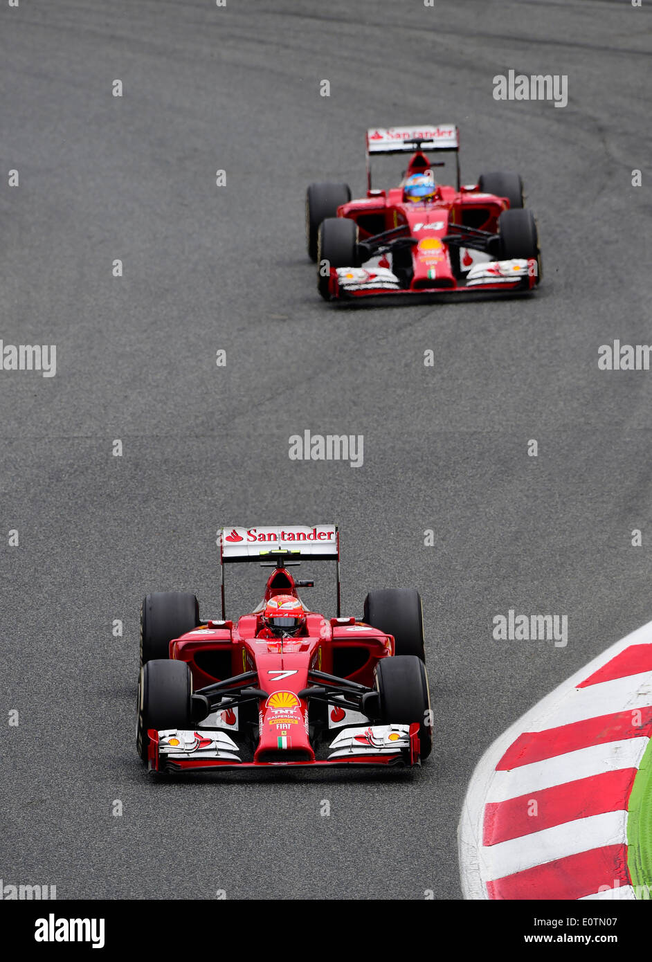 La formule un Grand Prix d'Espagne 2014 --- -- Raikkonen Kimi Räikkönen, Raeikkonen (FIN), Ferrari F14 T et Fernando Alonso (ESP) Banque D'Images