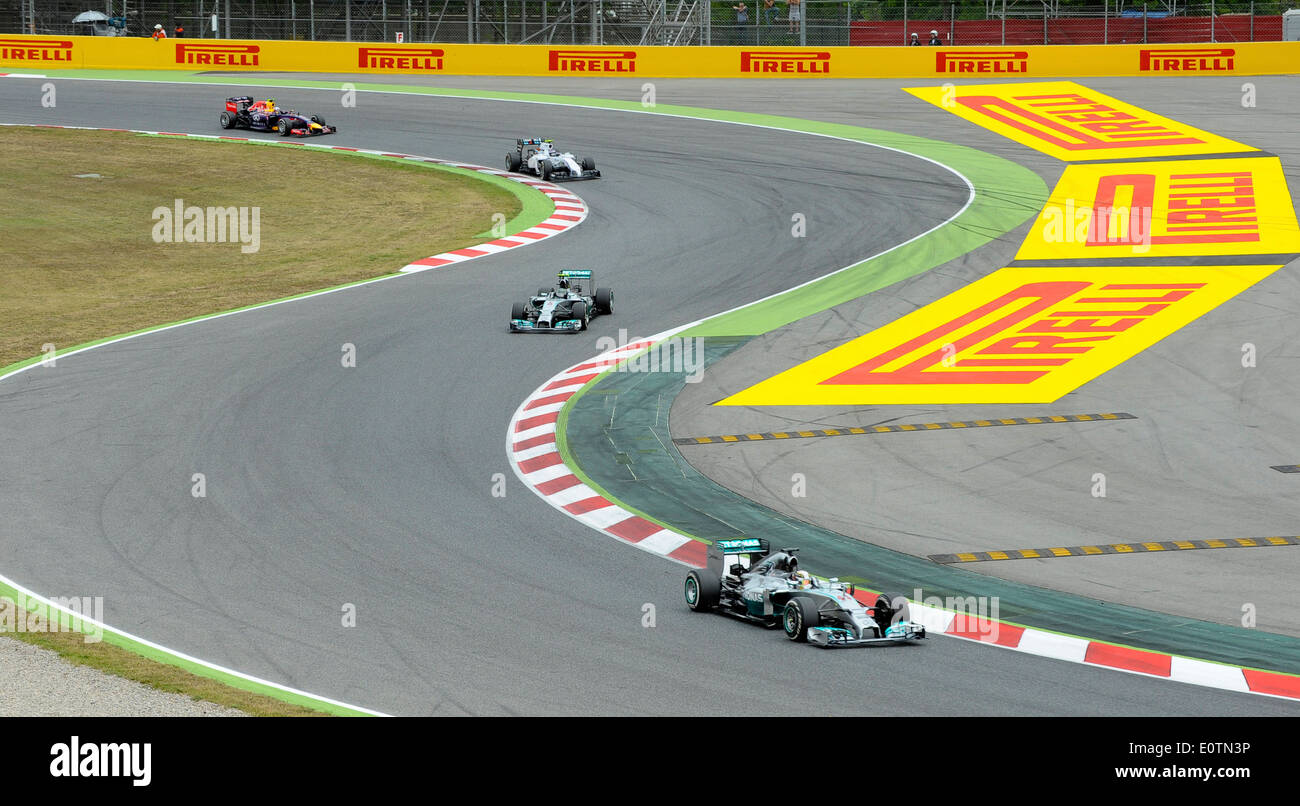 La formule un Grand Prix d'Espagne 2014 ---- première courbe après le départ Banque D'Images