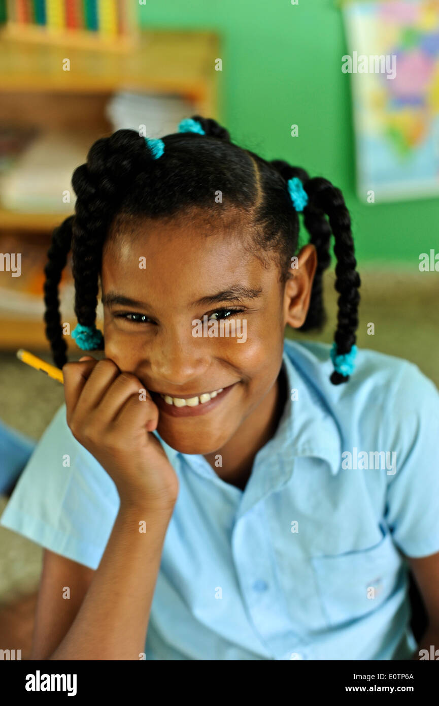 République dominicaine l'apprentissage des enfants dans une classe de Abreu, à côté de Playa Grande, 120 km à l'Est de Puerto Plata. Banque D'Images