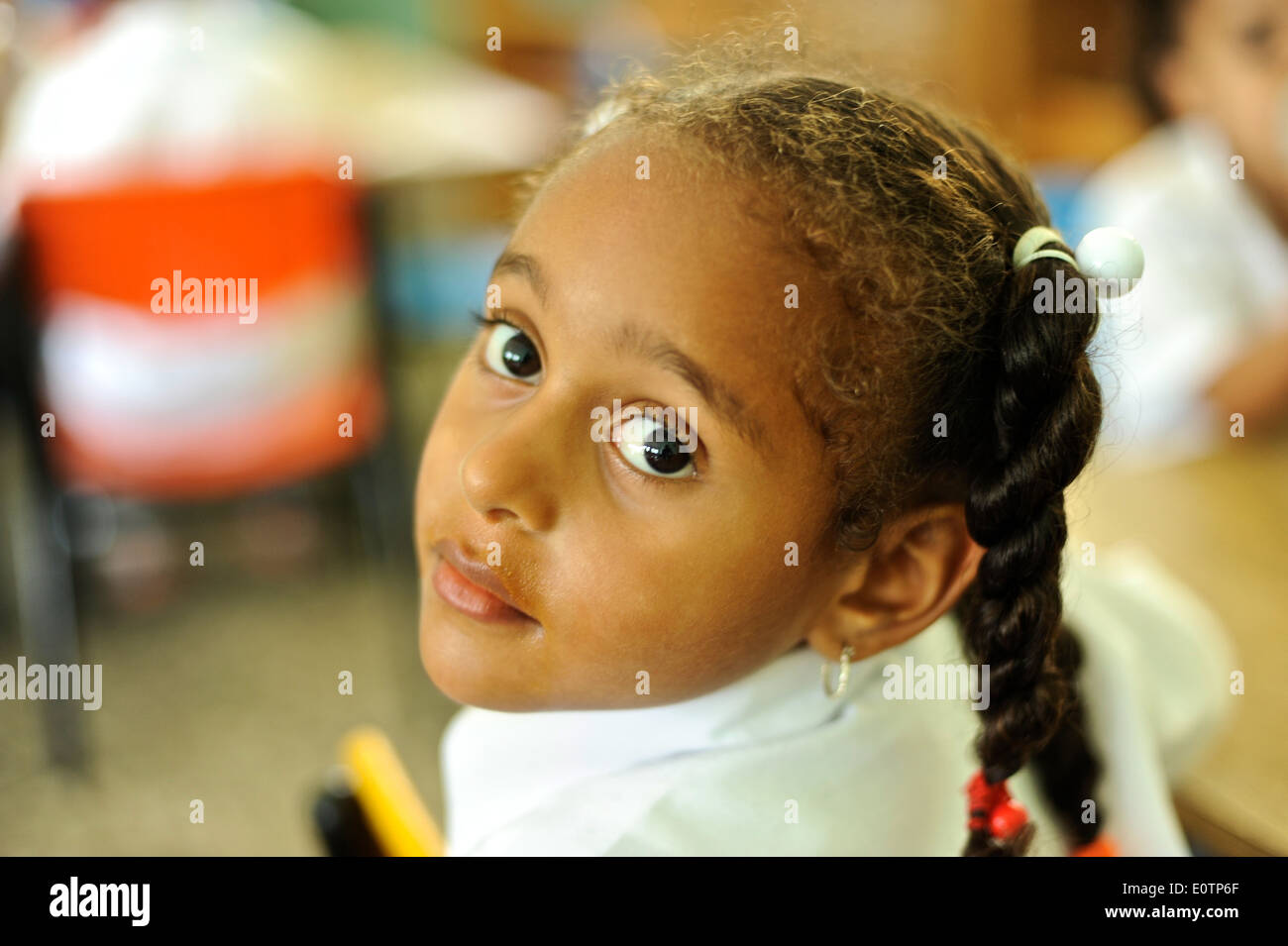 République dominicaine l'apprentissage des enfants dans une salle de classe à Cabrera, à côté de Playa Grande, 120 km à l'Est de Puerto Plata Banque D'Images