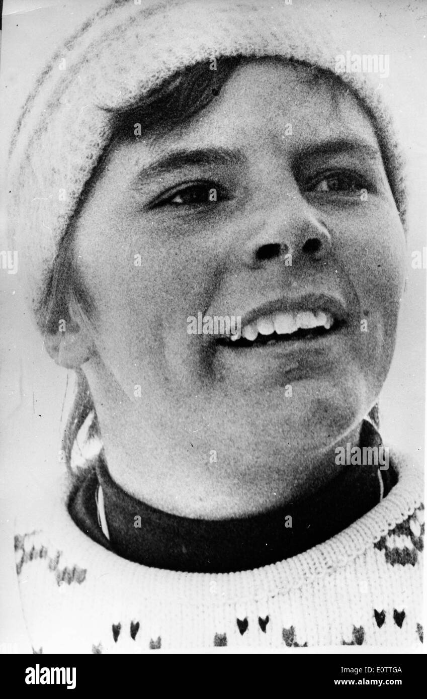 Annie Famose skieur interdits de compétition Banque D'Images