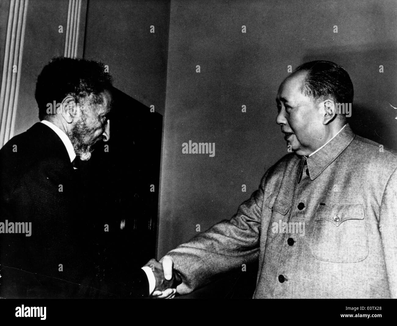Le président Mao Zedong rencontre d'Ethiopie Hailé Sélassié I Banque D'Images