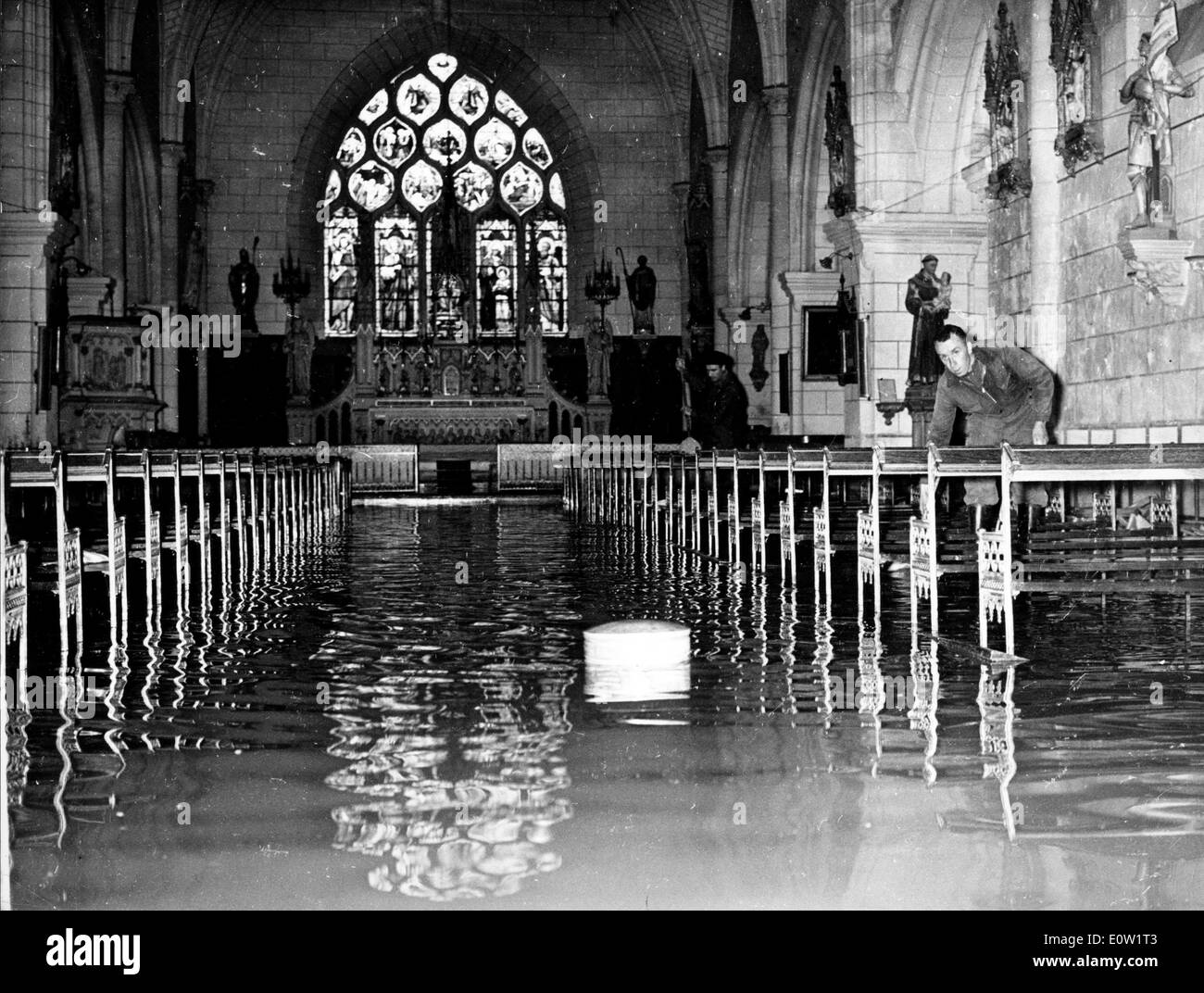 Catastrophes naturelles : inondations de 1961 dans le centre de la France Banque D'Images