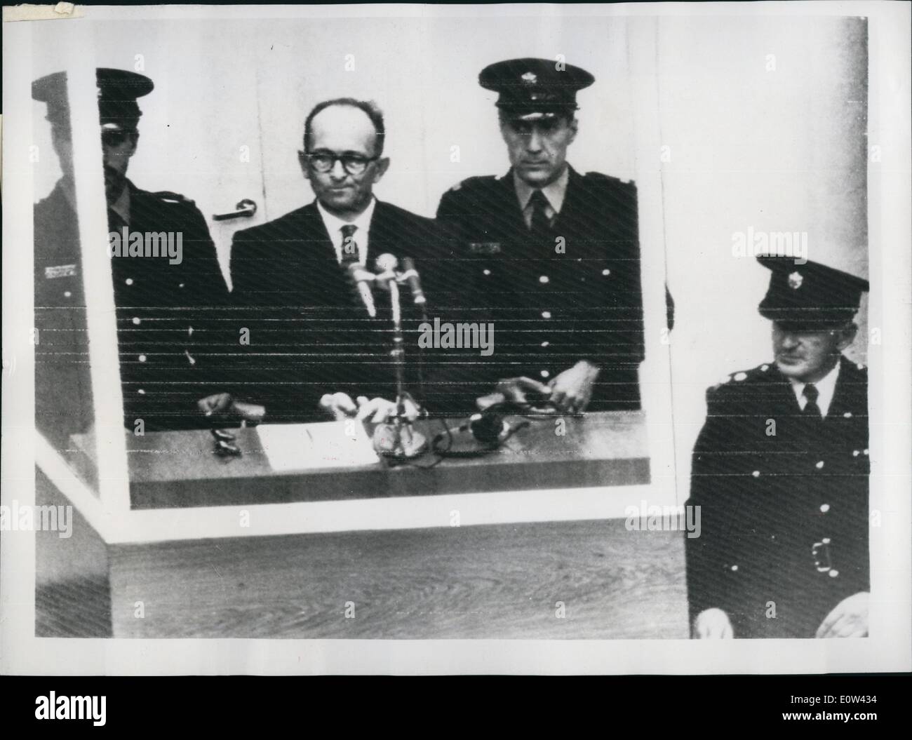 04 avril, 1961 - Ouverture de l'essai - Adolf Eichmann à Jérusalem. Accusé de meurtre de masse des Juifs : Le procès s'est ouvert ce Banque D'Images