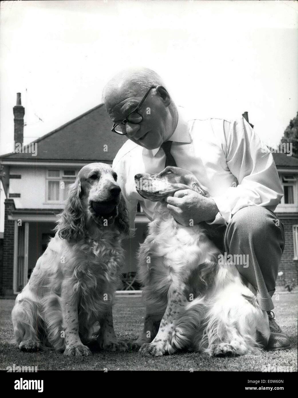 Juillet 21, 1961 - M. Green met en place 00 000 Fiducie pour ''ogv Sanctuary'' : M. Jerry verte a 75 ans et propriétaire de terres de Bournemouth - a dit hier qu'il a été la mise en place d'un 00, 000 - fiducie avec laquelle il prévoit de construire un sanctuaire ''dog'' à introduit le Bragg, Lincolnshire - pour accueillir 600 chiens.. La fiducie sera connu sous le nom de Jerry Green Foundation Trust - et M. Green a 46 ans filles a fait don de 0 000. Il a dit qu'il a été mise en place de la fiducie à la mémoire de son cocker animaux ''Rusty'' qui est mort en 1959. Photo Show Mr Banque D'Images