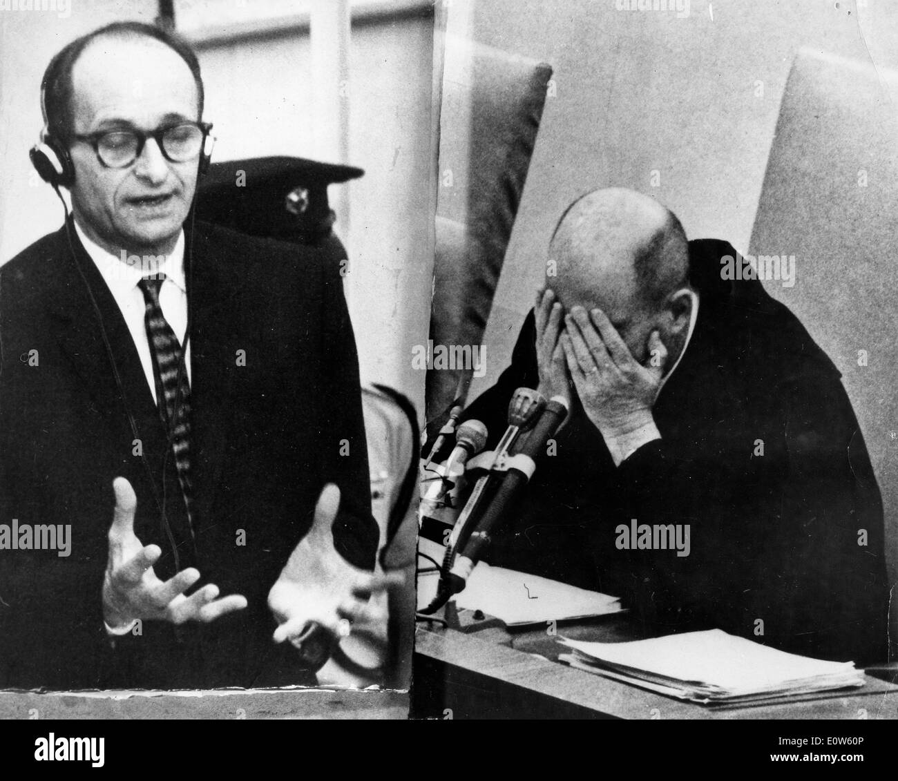 Adolf Eichmann lors de son procès à Jérusalem Banque D'Images