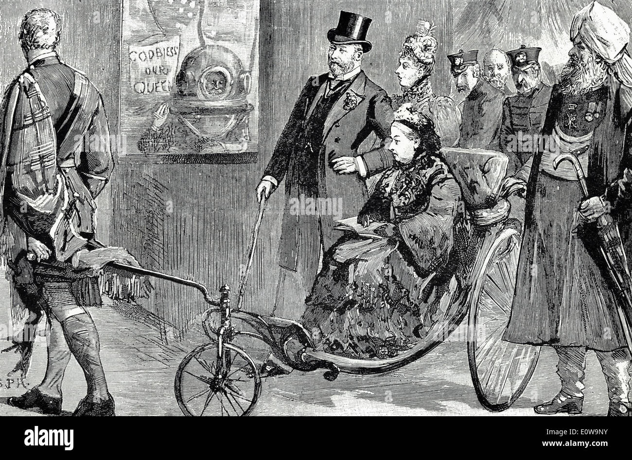 Gravure de la reine Victoria à l'exposition de la Marine royale 1891 Banque D'Images