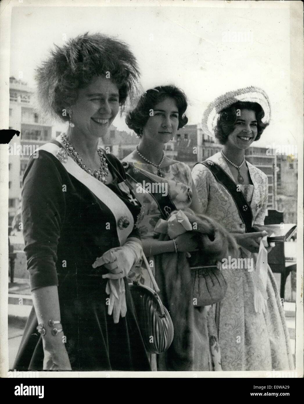 Mar. 03, 1962 - La famille royale grecque lors de l'indépendance day parade militaire à Athènes. Sur la photo, de gauche à droite : reine Frederica de Banque D'Images