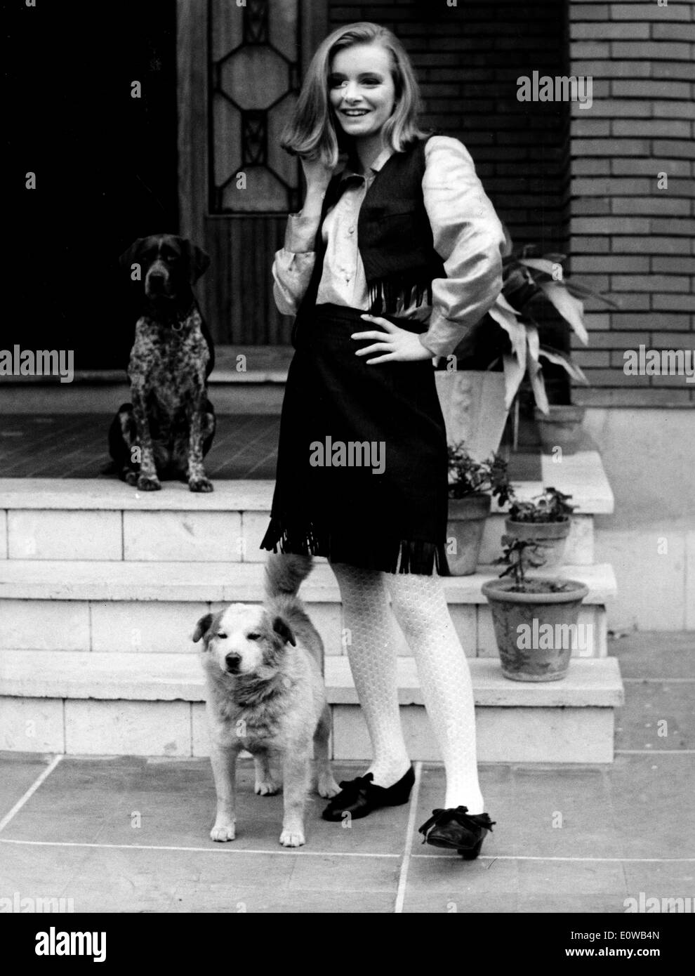 L'actrice Valeria Ciangottini avec ses chiens Banque D'Images