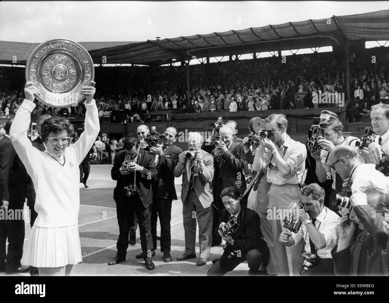 Tennis pro Billie Jean King gagne à Wimbledon Banque D'Images