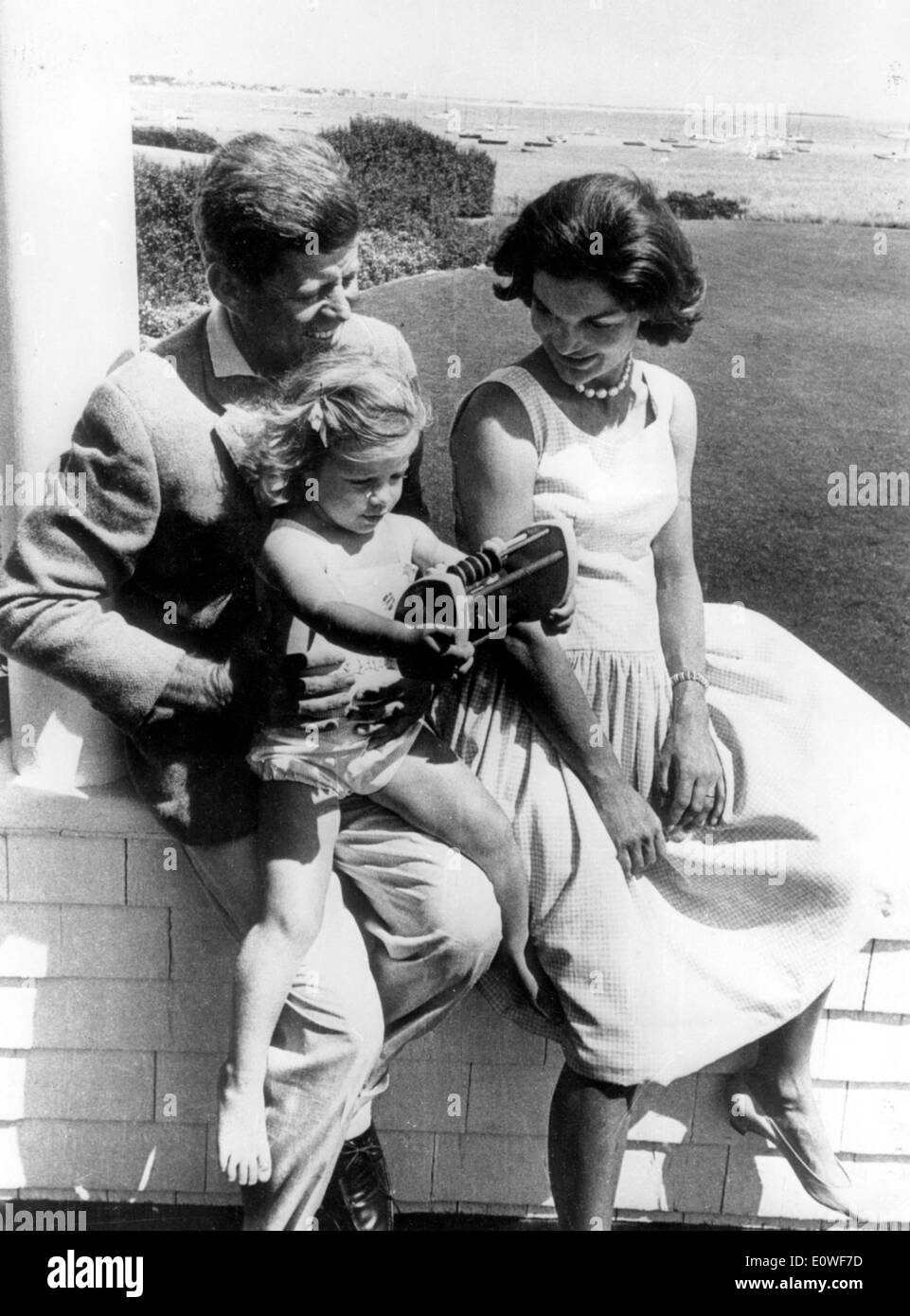 Le président Kennedy vacances avec Jackie et Caroline Banque D'Images
