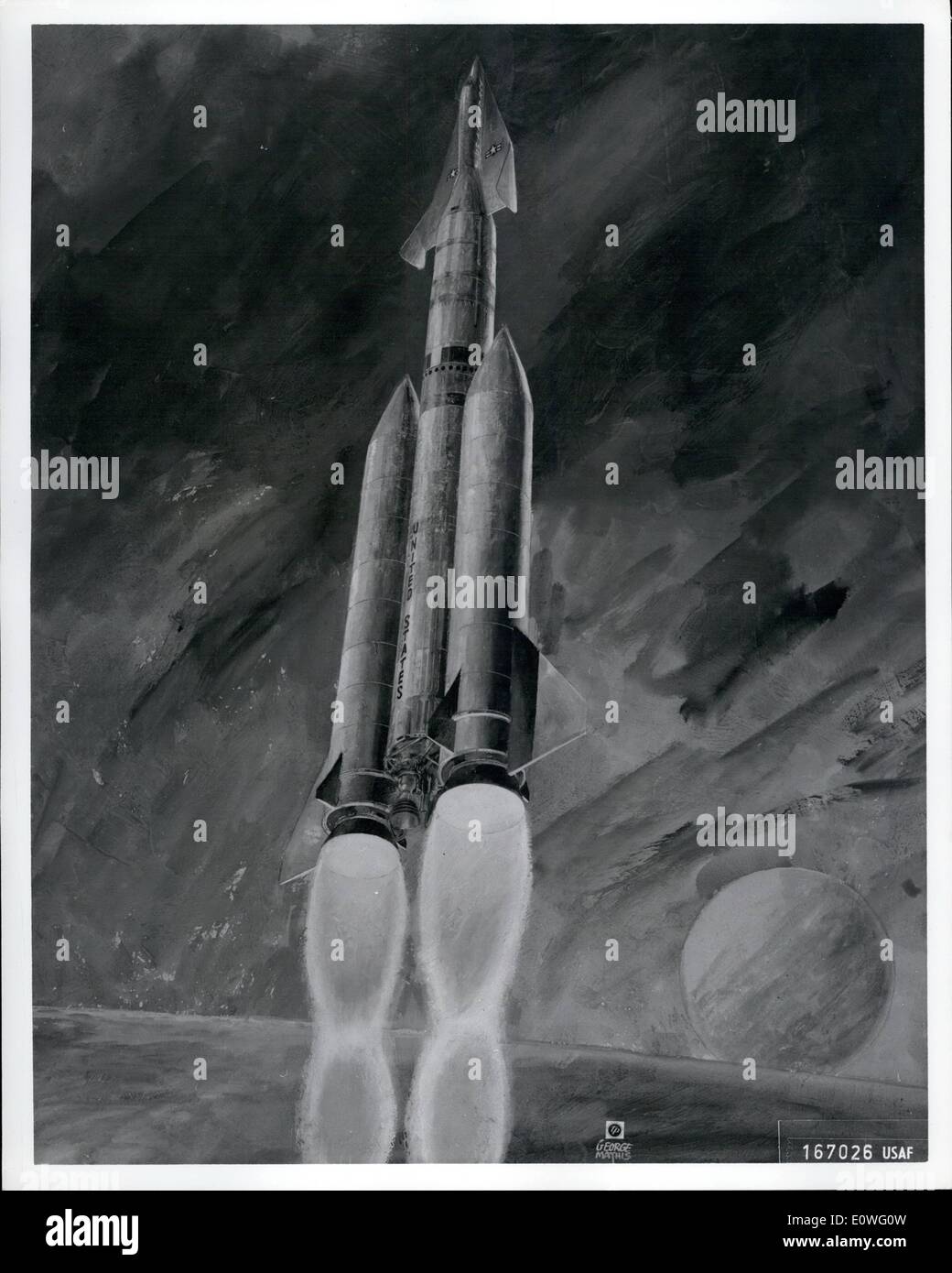 Septembre 09, 1962 - 52 CM- artiste concept de comment l'Armée de l'air Standard Titan II véhicule de lancement peut être le renforcement de la United States Air Force (X-20 Dyna-Soar) en orbite. Banque D'Images