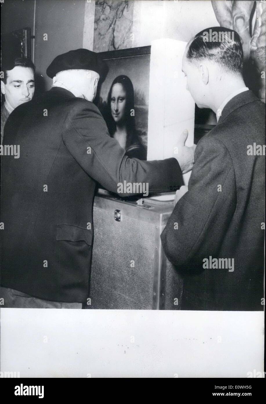 14 décembre 1962 - Peinture ''Mona Lisa'' au musée du Louvre à Paris Banque D'Images