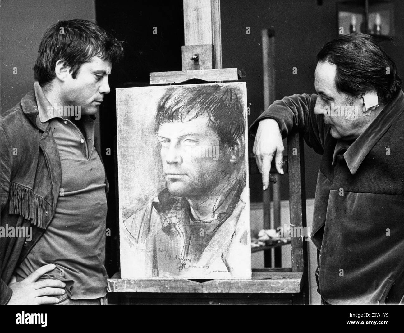 L'acteur Oliver Reed étant dessiné par Pietro Annigoni Banque D'Images