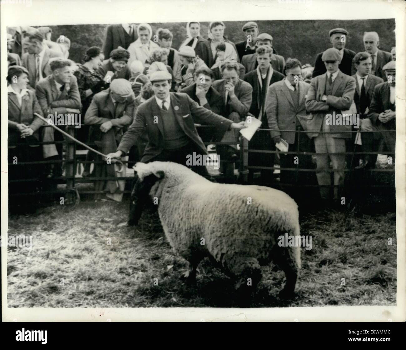 Septembre 09, 1963 - Jim Clark... L'autre face de mouton race driver champion Jim Clark a indiqué hier qu'il était apparu dans son rôle de gentleman farmer à la vente de moutons à Kelso, Roxburghshire, où lui et son père avait 43 moutons pour la vente. Aujourd'hui il conduit à Brands Hatch. Photo montre : complet avec casquette et stick Jim Clark au mouton lecteurs ventes. Banque D'Images