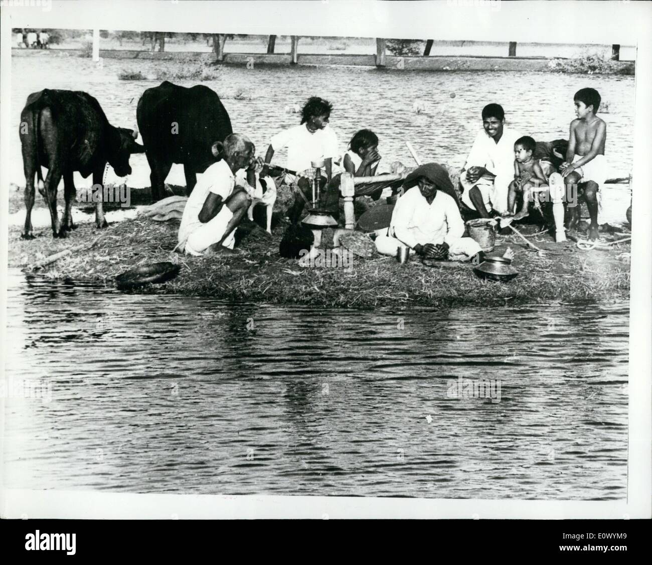 Septembre 09, 1964 - La pluie continuelle provoque les pires inondations en Inde pendant 50 ans : la pluie continue a provoqué de graves inondations autour de New Delhi et des milliers d'acres de terres agricoles sont sous l'eau après une brèche dans le talus Dhansa, environ 30 kilomètres de la capitale, les plongeurs de la Marine ont pénétré le Najafgarth vidanger dans un effort pour dégager un passage pour la grande quantités d'eau entre le Pendjab et le Rajastan. Trois personnes ont été noyées et des milliers ont été abandonnées lorsque les inondations sont entrés dans la banlieue de New Delhi Banque D'Images