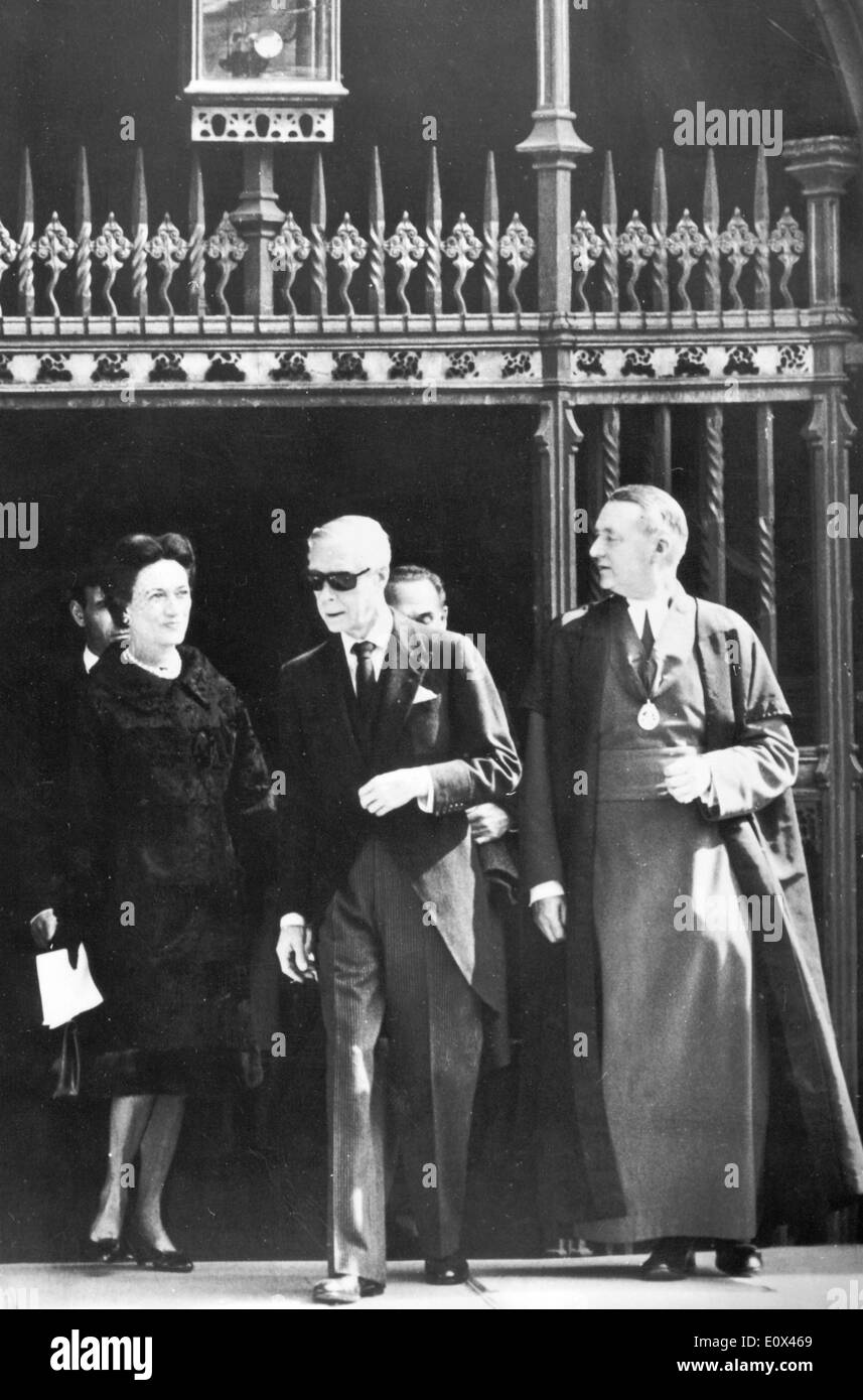 Duc et Duchesse de Windsor assister aux funérailles de la princesse Mary Banque D'Images