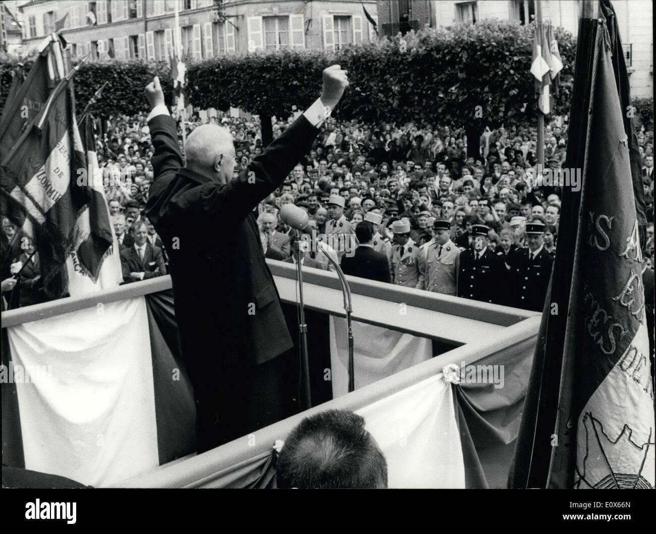 Juin 18, 1965 - Le Général de Gaulle, discours, Seine-et-Marne Banque D'Images