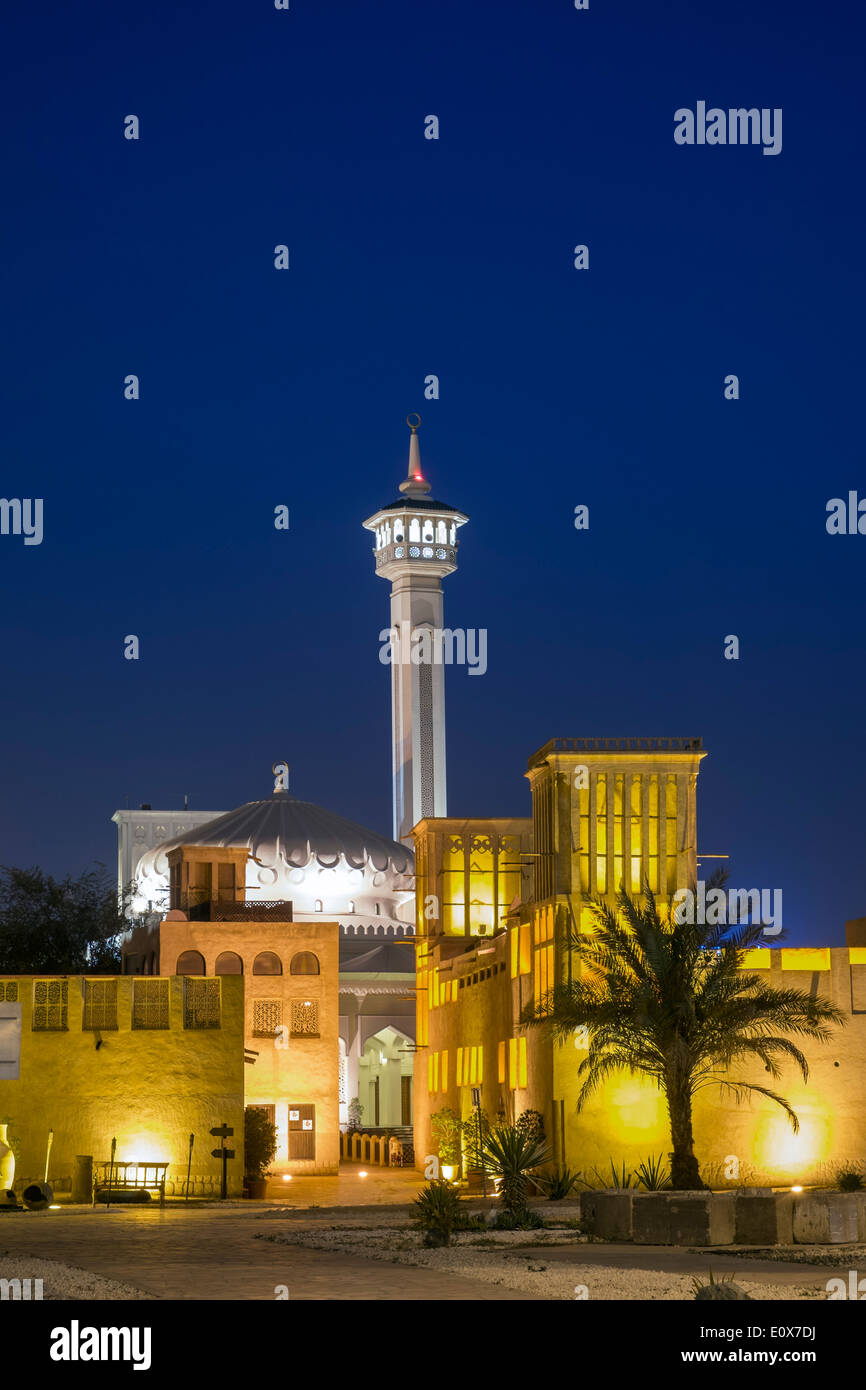 Bastakiya historique quart de nuit à Dubaï Émirats Arabes Unis Banque D'Images
