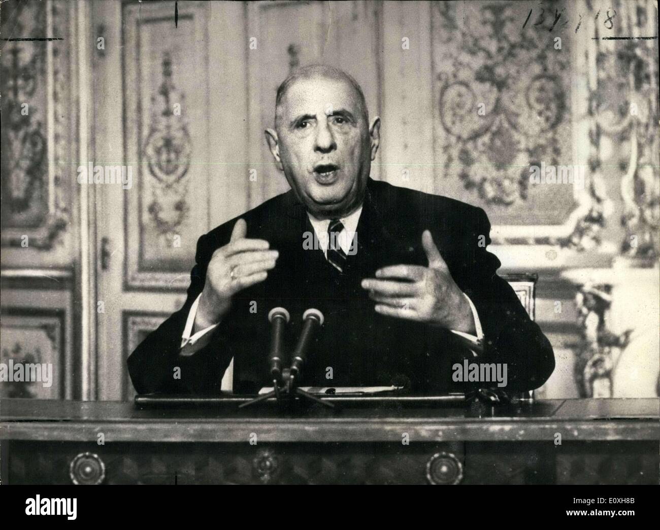 Le 31 décembre 1966 - Le président de Gaulle prononce un discours Banque D'Images