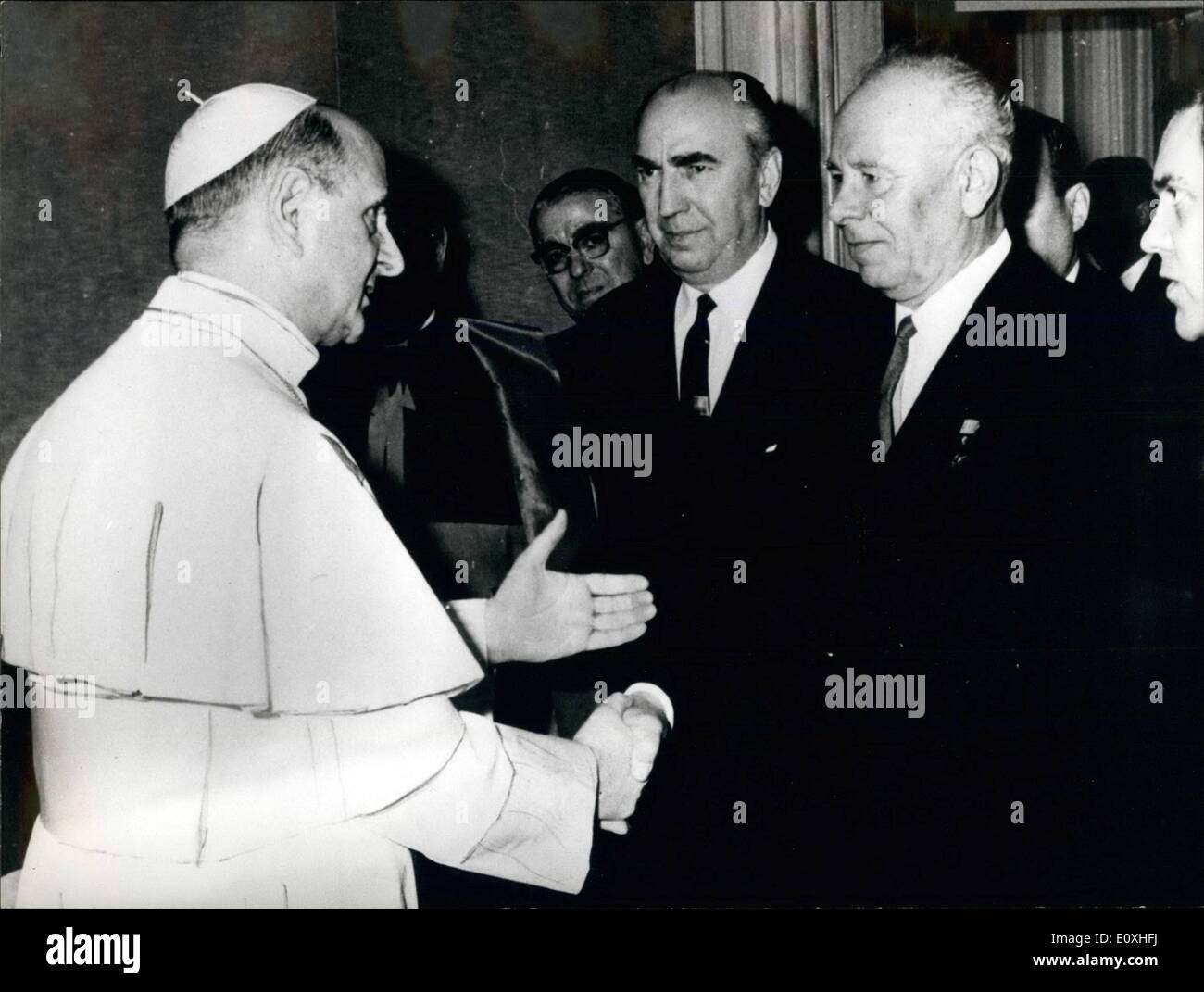 01 janvier 1967 - Visite historique du Pape Paul VI a rencontré le Président du Présidium de l'utilisateur Nicolai Podgorni. La photo montre le Pape Banque D'Images