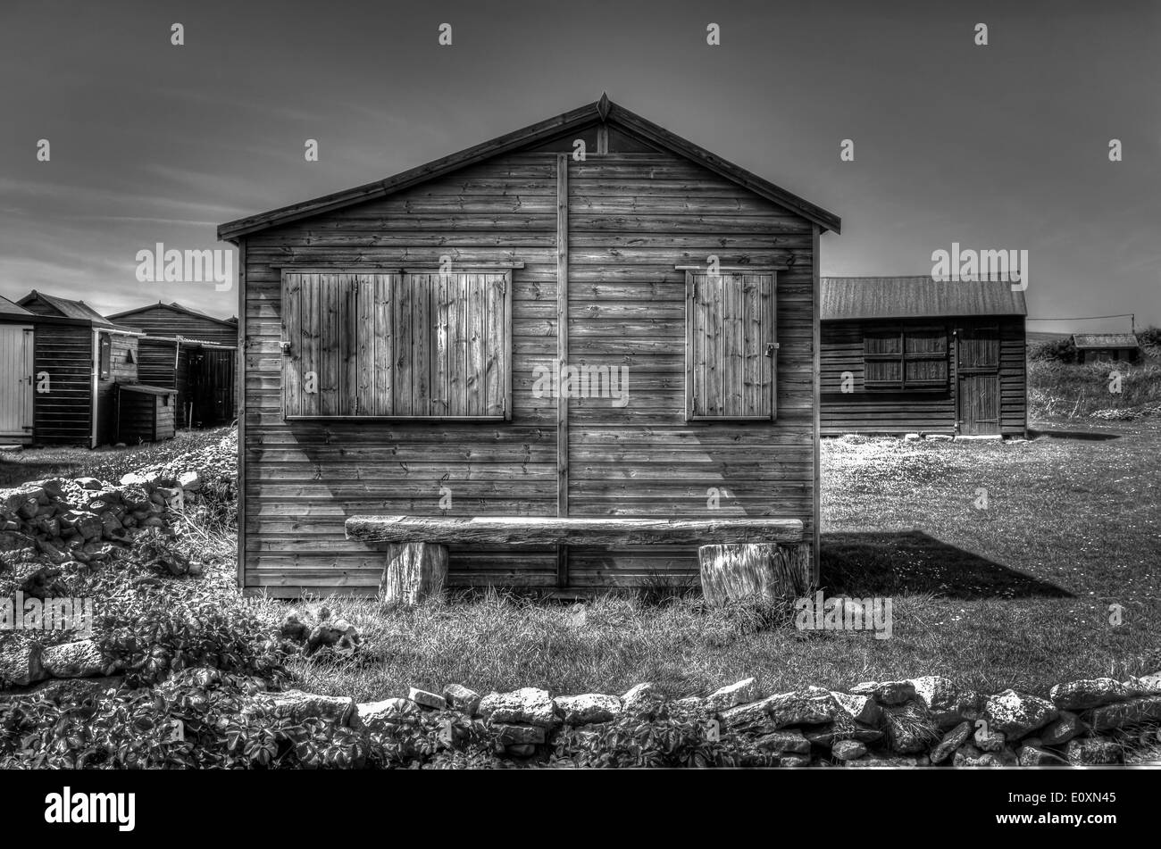 B + W Beach Hut Banque D'Images