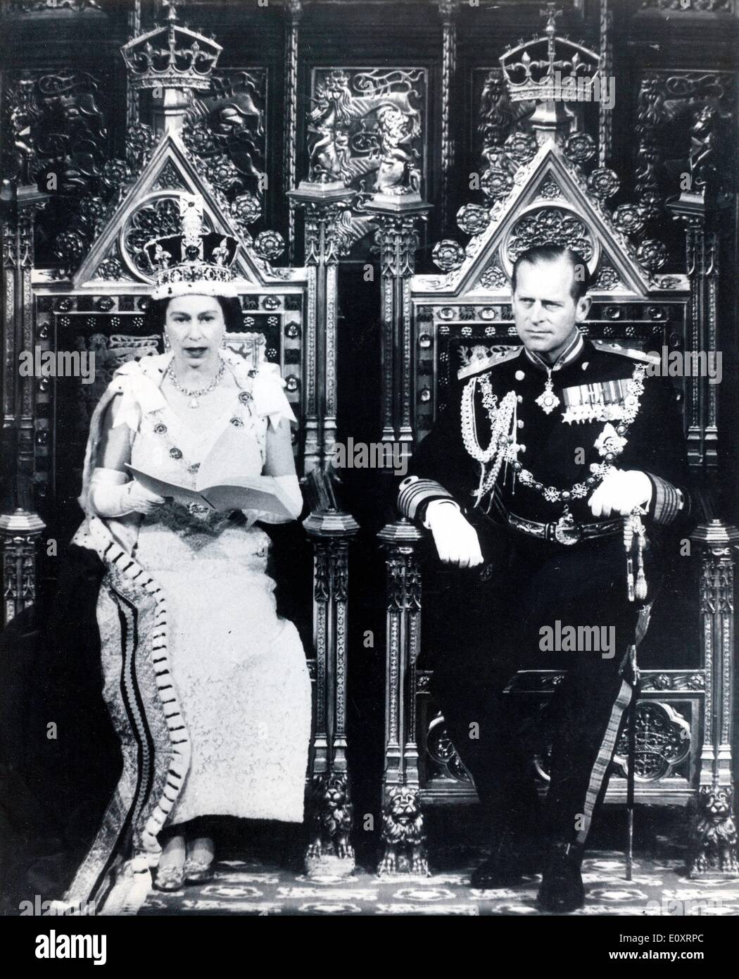 La reine Elizabeth II et le Prince Philip de l'ouverture d'une session du Parlement européen Banque D'Images