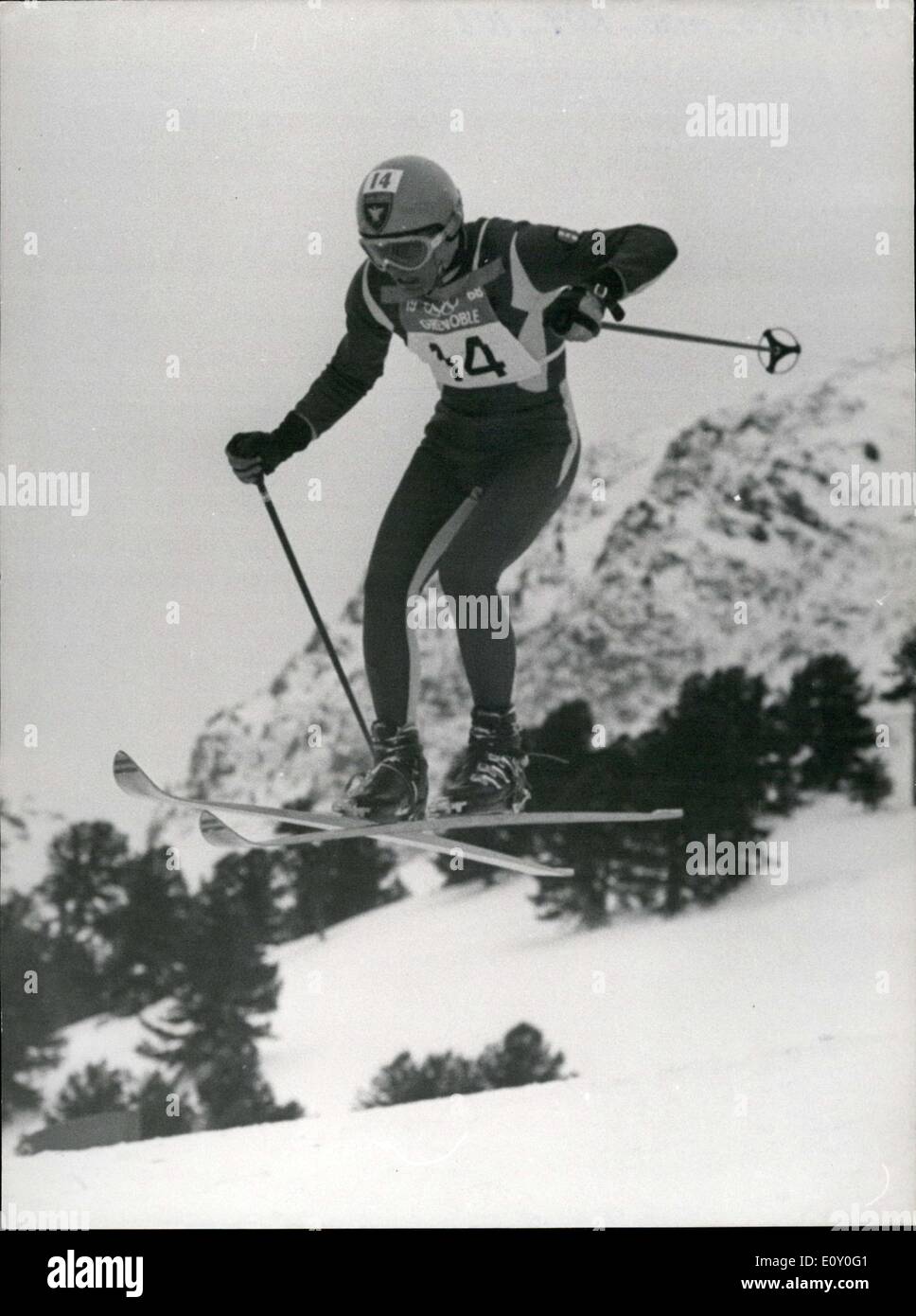 10 févr. 09, 1968 - Jean Claude Killy remporte la médaille d'or de ski Banque D'Images