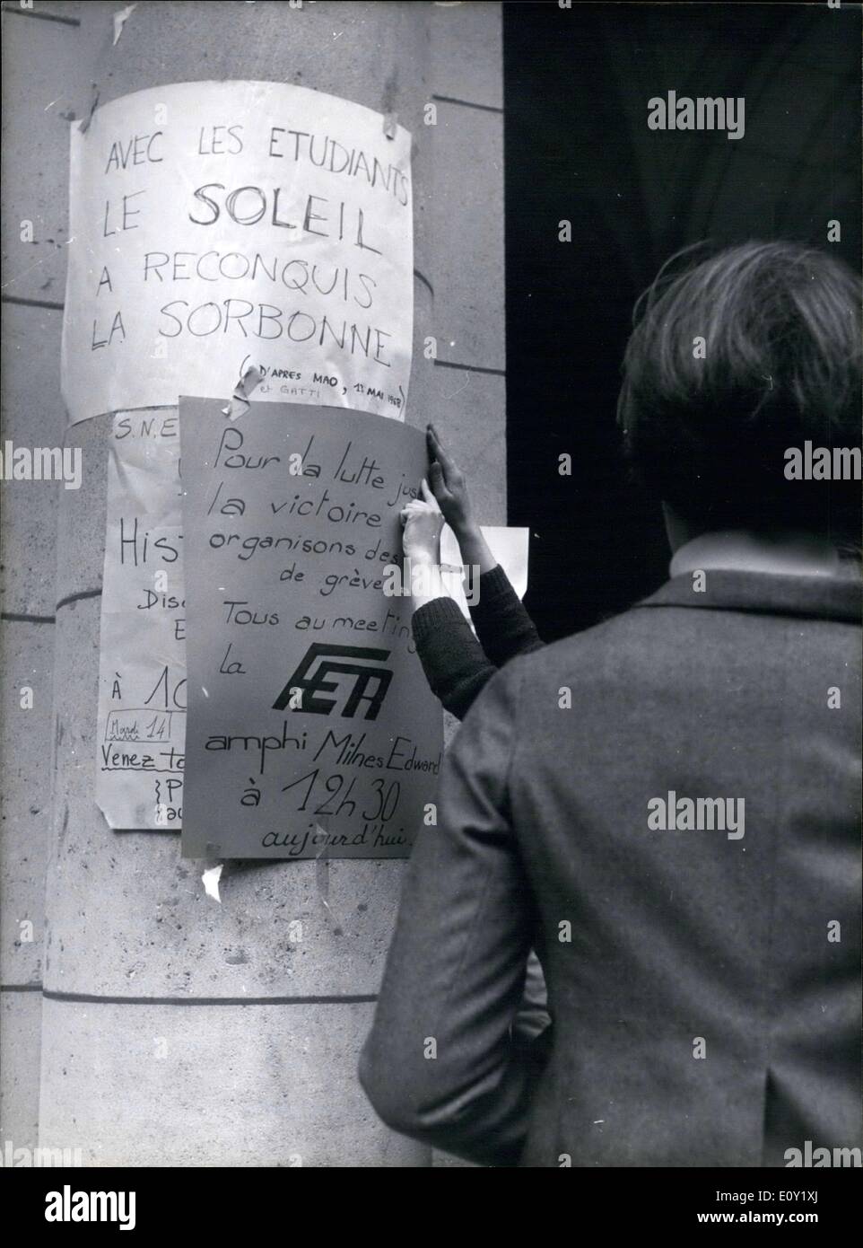 14 mai 1968 - Manifestation étudiante à la Sorbonne Banque D'Images