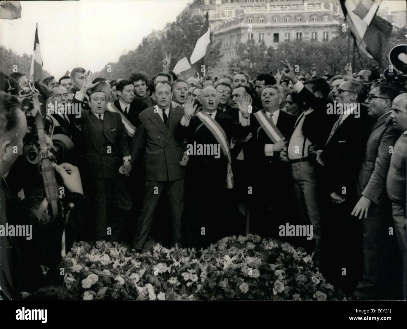 31 mai 1968 - Michel Debré, André Malraux Banque D'Images