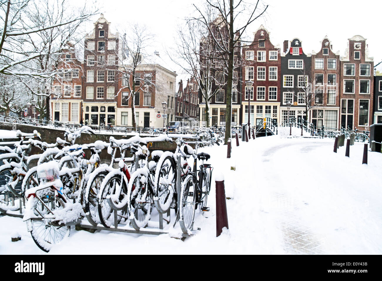 Snowy Amsterdam aux Pays-Bas Banque D'Images