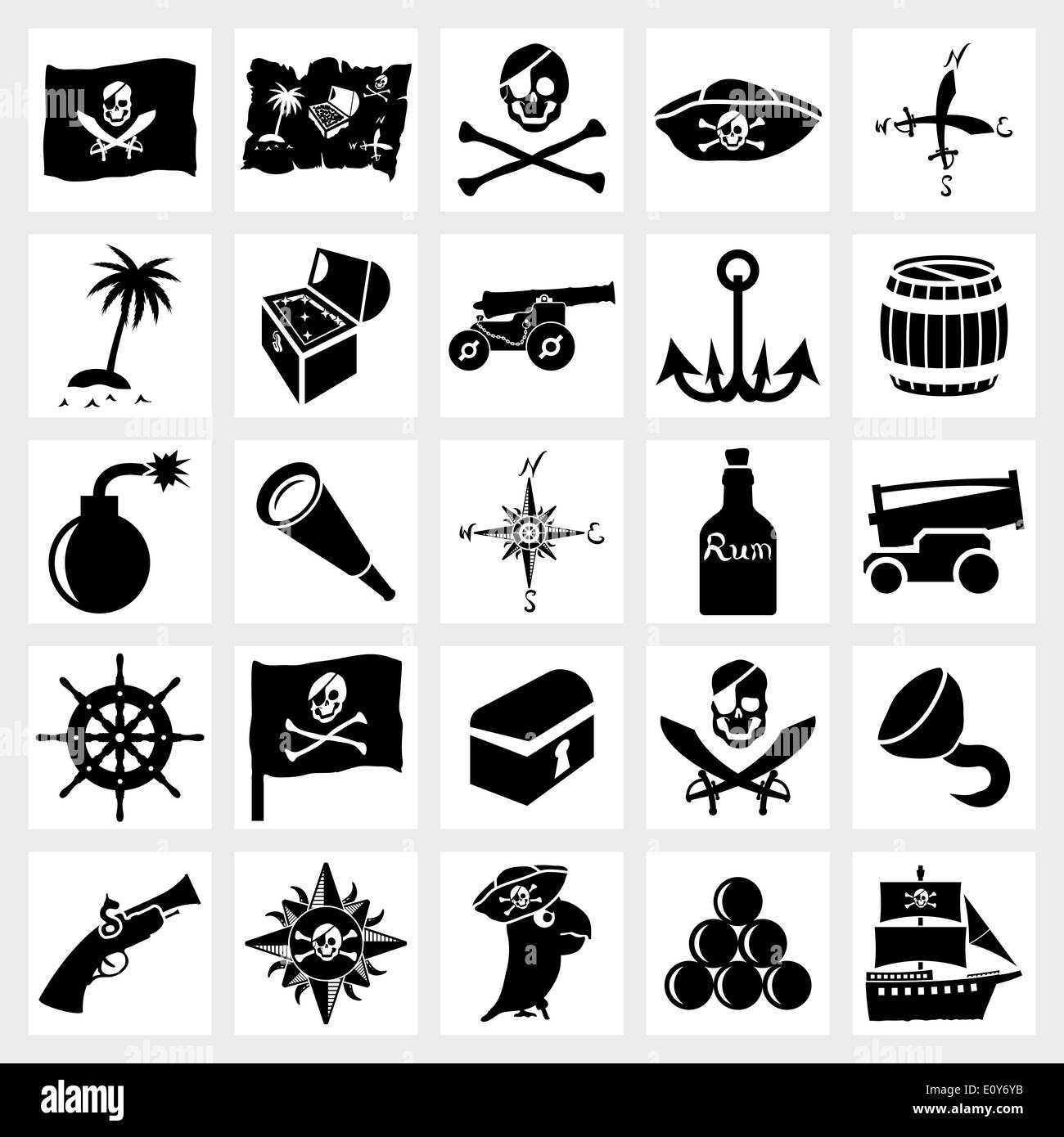 Vector icon set la piraterie Banque D'Images