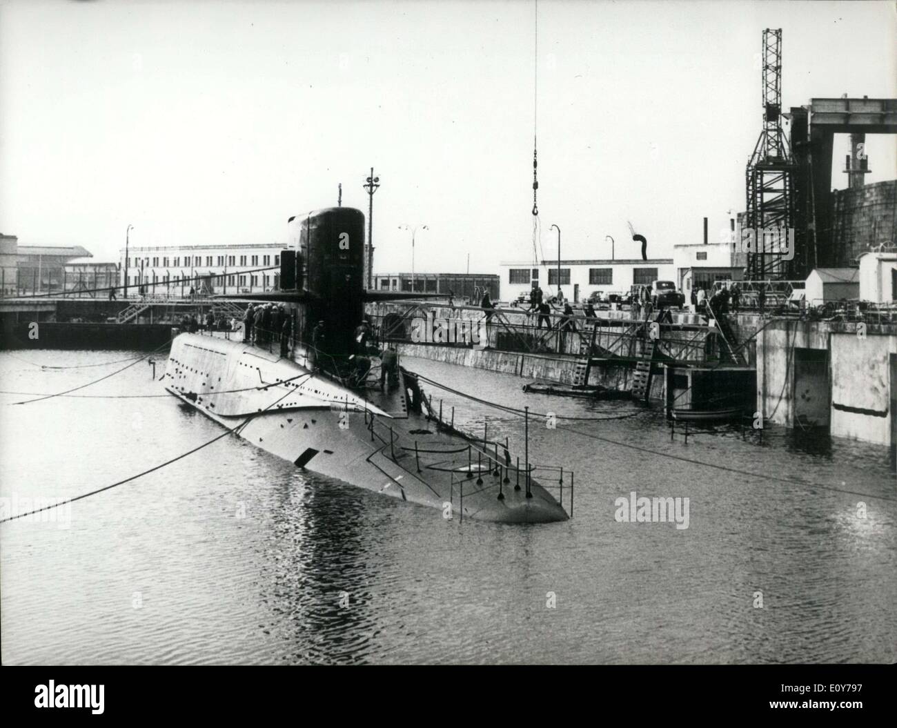 20 mars 1969 - Premier sous-marin nucléaire français ''Le Redoutable'' lance APRE Banque D'Images