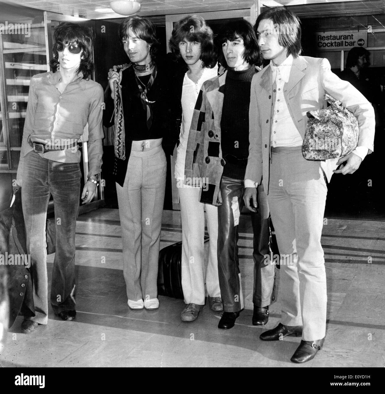 Les Rolling Stones arrivent à l'aéroport Banque D'Images