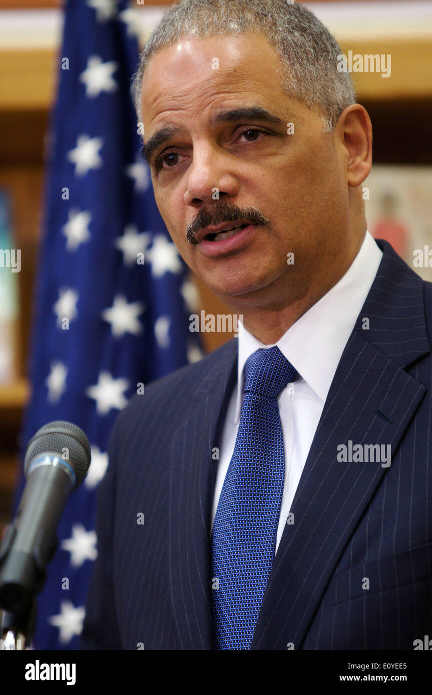 Le procureur général Eric Holder nous parle pendant un événement de droits civils, 21 mars 2014 à Washington, DC. Banque D'Images