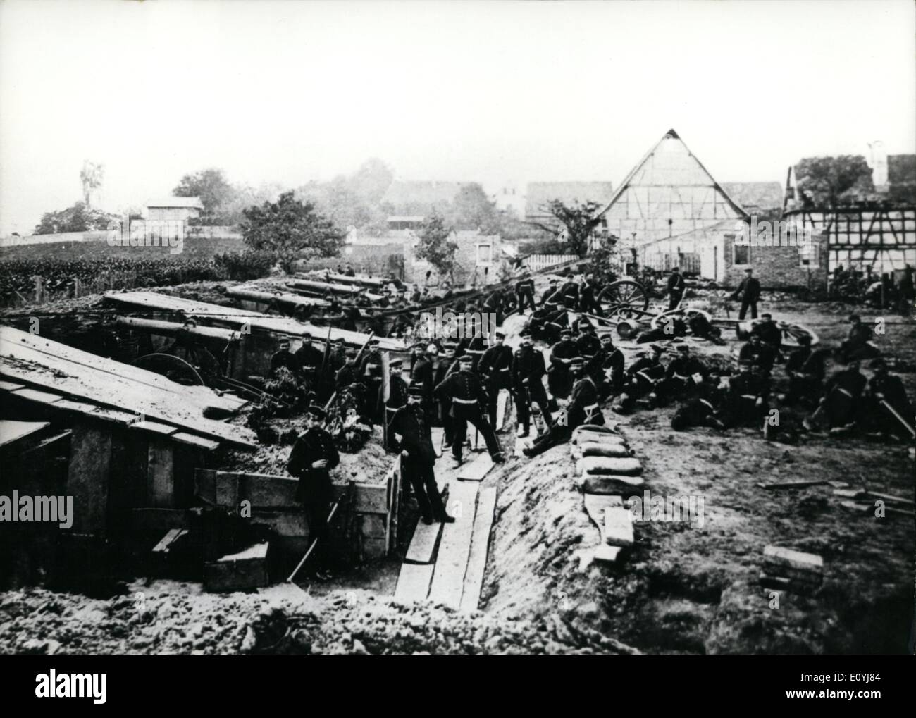 Juillet 07, 1970 - guerre franco-allemande : le 9 juillet 1870, la France déclare la guerre à la Prusse. La photo montre la France. L'artillerie prussienne, assiégeant la ville de Strasebourg. Banque D'Images