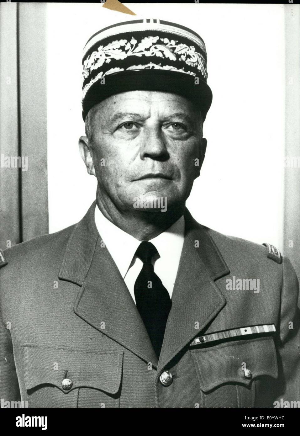 Août 04, 1971 - Corps d'armée Général Michel Thenoz, qui autrefois était le commandant de l'école militaire française, sera président Georges Pompidou, chef d'état-major. Banque D'Images