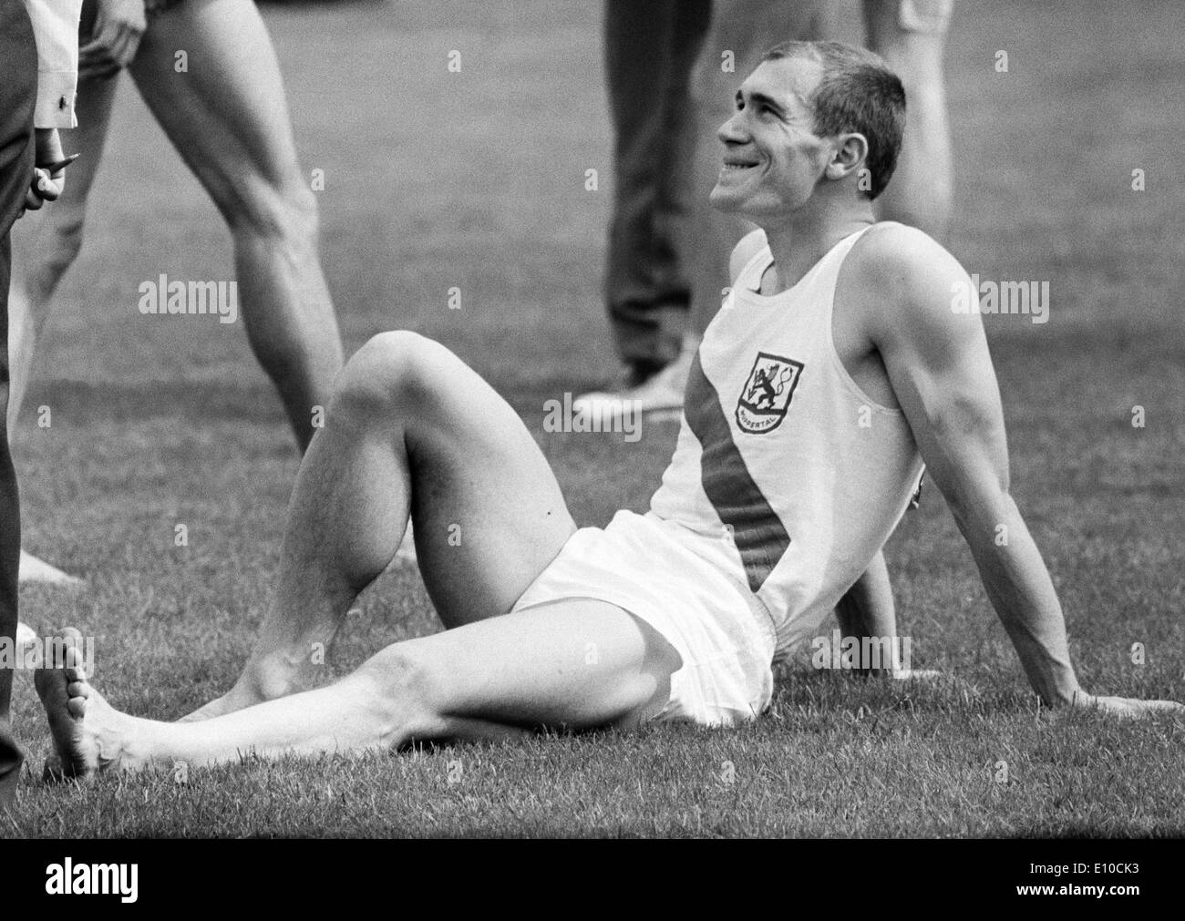 Années 60, photo en noir et blanc, sports, athlétisme, Championnats du monde d'athlétisme en Allemagne de l'ouest 1966 à Leverkusen, piste de course, sprint, hommes, Manfred Knickenberg de Wuppertaler SV, D-Leverkusen, Rhénanie du Nord-Westphalie Banque D'Images