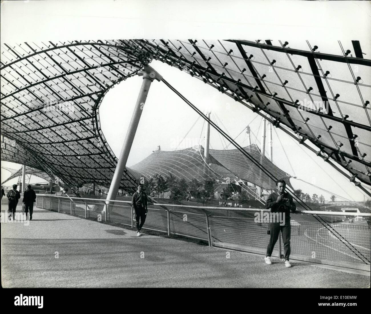 08 août 1972 - tout est prêt pour les Jeux Olympiques : La scène est maintenant fixé pour l'ouverture demain des Jeux Olympiques de Munich et ici Banque D'Images
