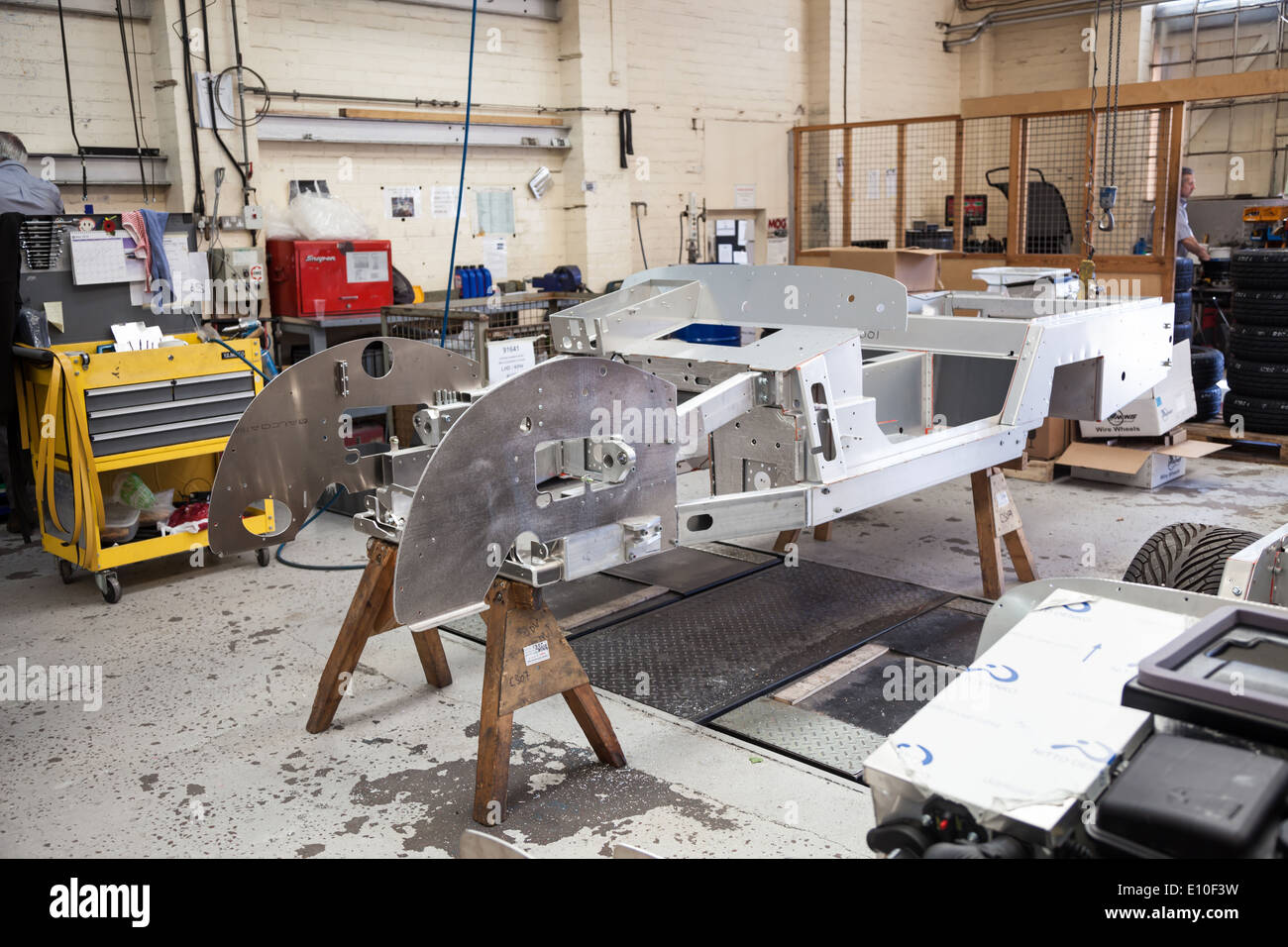 Un châssis en aluminium d'une voiture à l'usine automobile Morgan Motors Banque D'Images