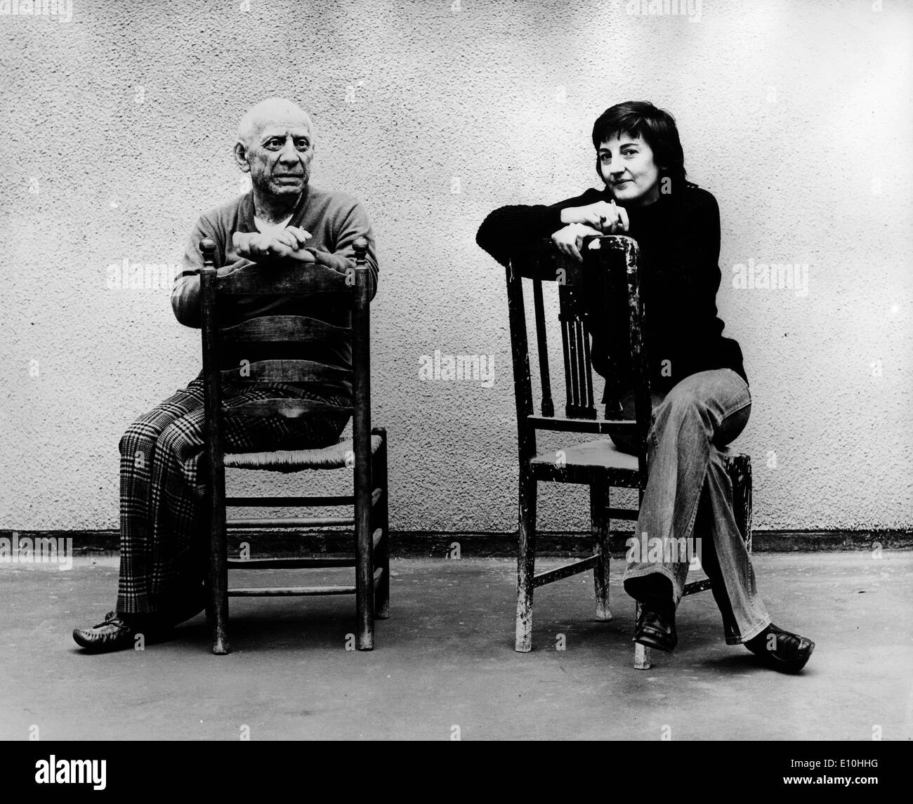 La figure de cire de Pablo Picasso avec le créateur Jean Fraser Banque D'Images