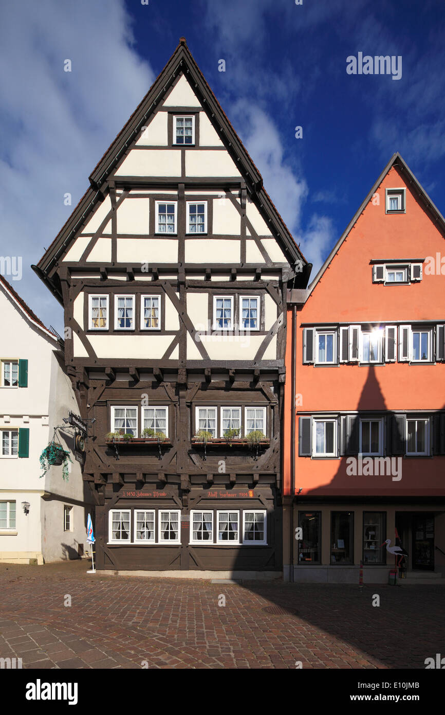 Stadtschaenke Fachwerkhaus Hotel Am Marktplatz von Grossbottwar, Schwaebisch-Fraenkischer Wald, Bade-Wurtemberg Banque D'Images