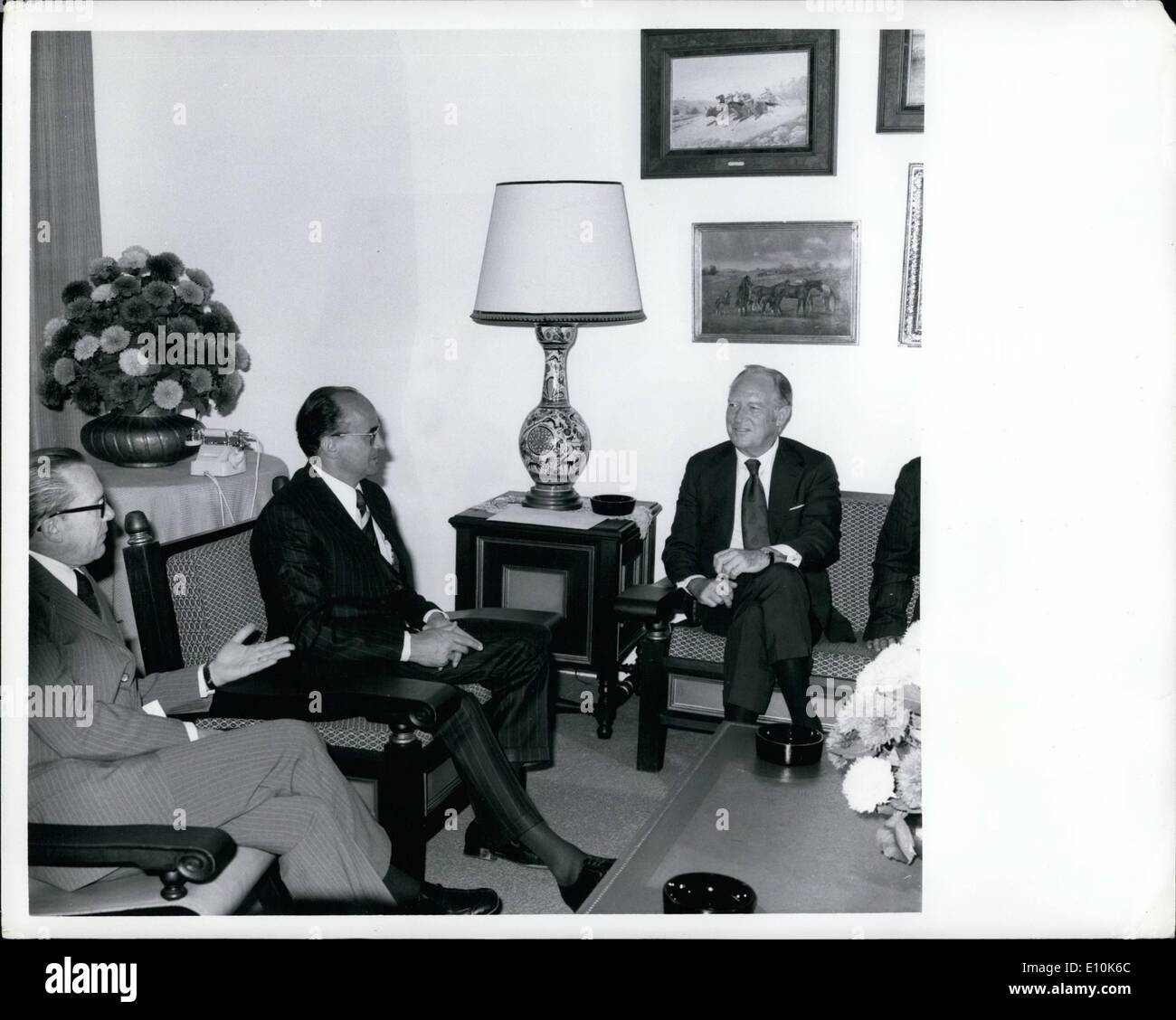 05 mai 1973 - Le secrétaire d'État américain William P. Rogers sur le goodwill tour au Mexique. La photo montre le président Luis Echeverria du Mexique, Secrétaire d'État Rogers et le secrétaire mexicain des affaires étrangères Emilio O. Rabesa. Banque D'Images