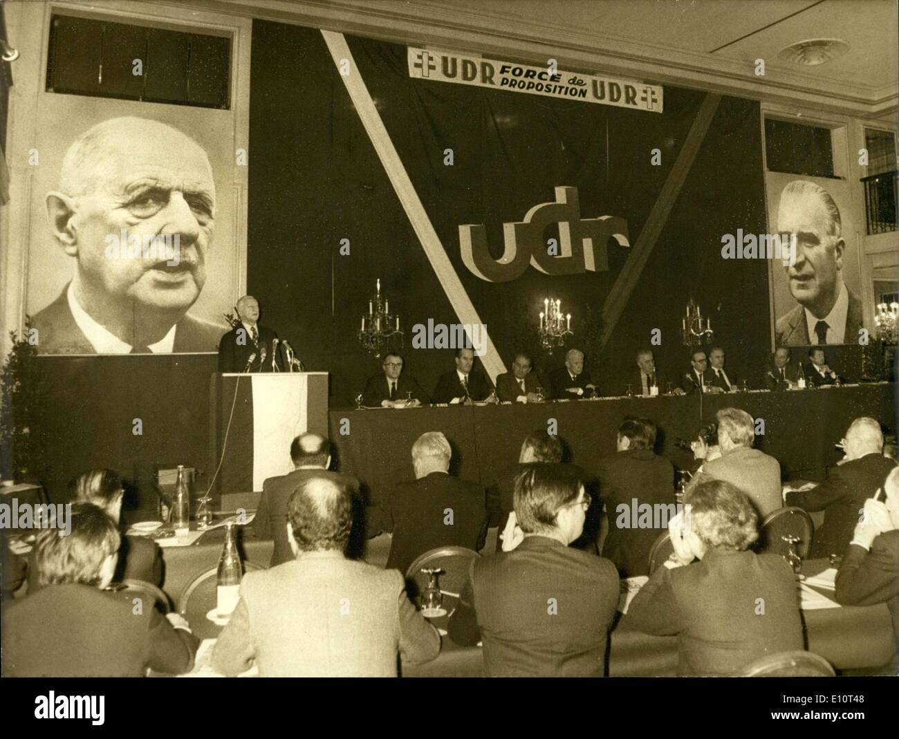 19 janvier 1974 - Le comité central de l'Union des démocrates pour la république (UDR) s'est réuni ce matin à l'Hôtel Intercontinental Banque D'Images