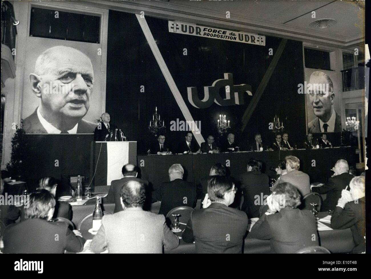 19 janvier 1974 - Réunion des démocrates de la République et Pierre Messmer. Banque D'Images