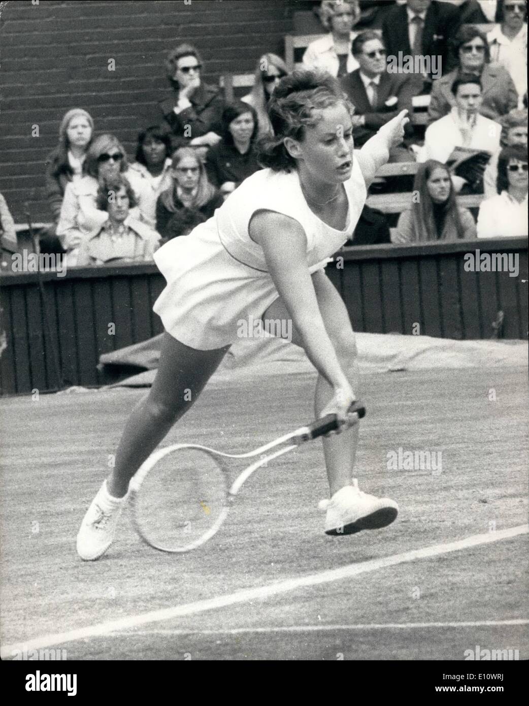 Juillet 07, 1974 - Championnats de tennis de Wimbledon Miss Wade GO bat Miss Boshoff SA . Photo montre Mlle Boshoff de Afrique du Sud Banque D'Images