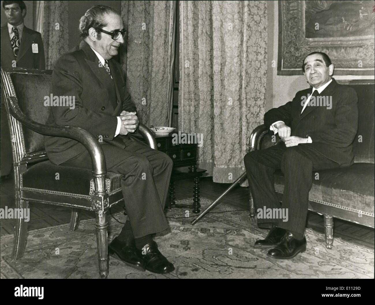 02 février 1975 - L'ex-Ministre Français Mendes France Réunion avec le Président Costa vient du Portugal. Banque D'Images