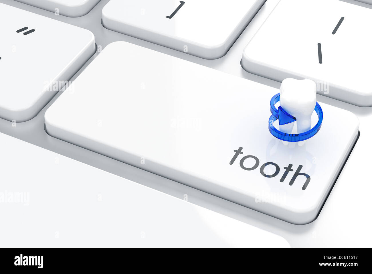 3D render of tooth icône sur le clavier. Concept dentaire Banque D'Images