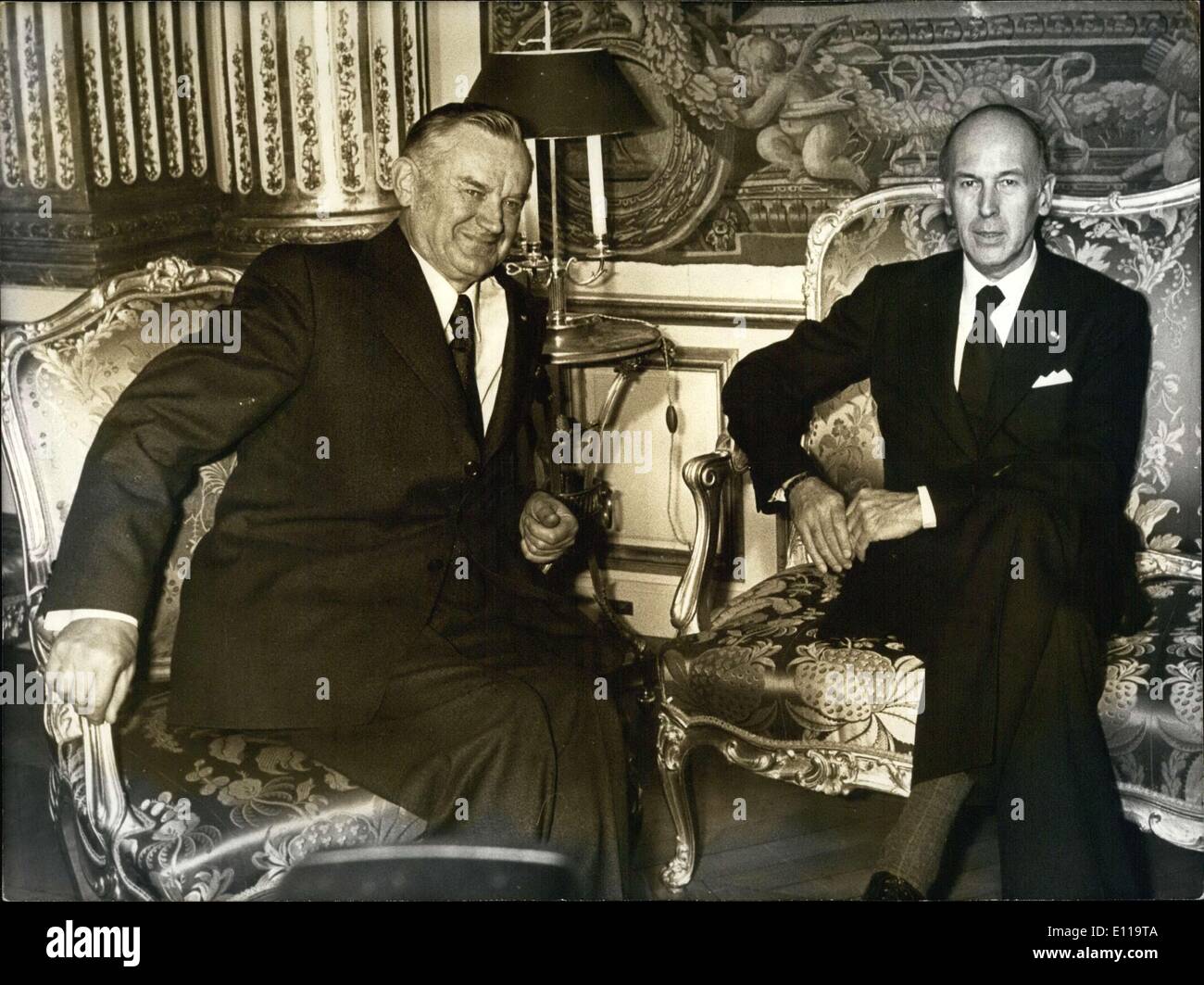 06 mai 1976 - Le Président du Conseil de sécurité de la Pologne Jaroszewicz a rencontré le président Giscard d'Estaing à l'Elysée lors d'une visite officielle à Paris. Banque D'Images